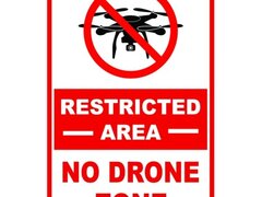 No restricted area no drone zone sign