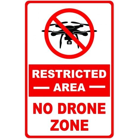 No restricted area no drone zone sign