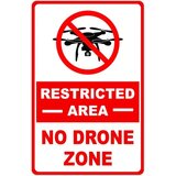 No restricted area no drone zone sign
